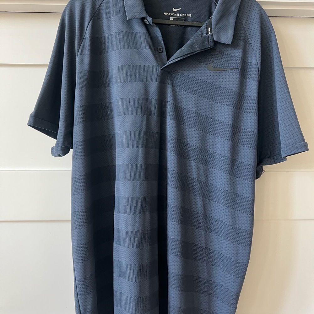 Nike Men's Dark Blue Striped Polo Shirt